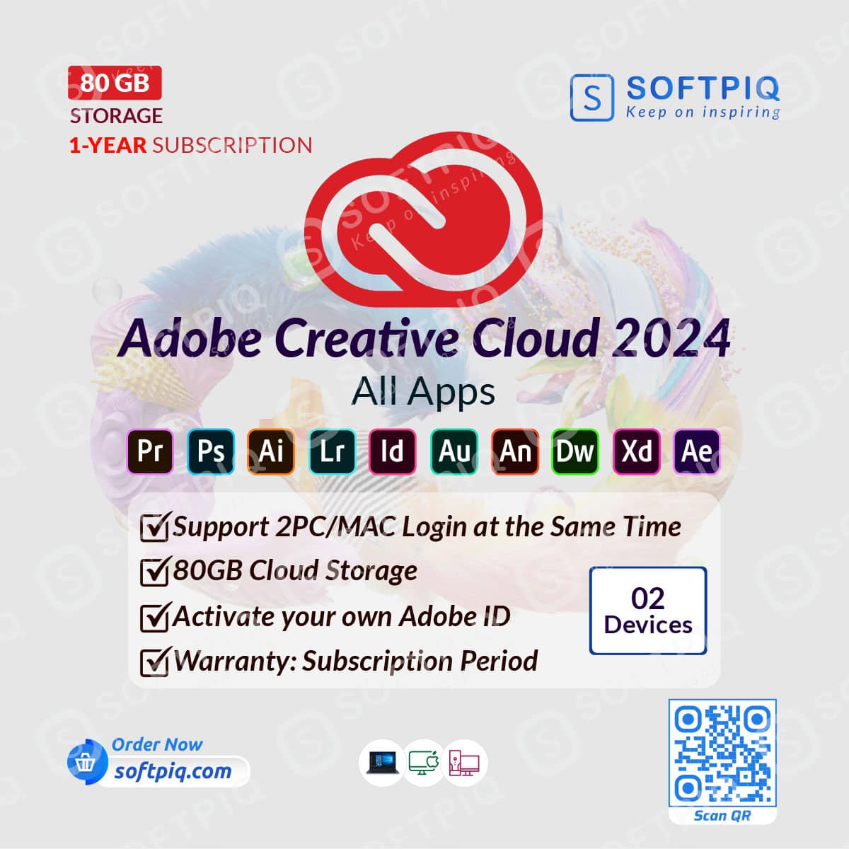 Adobe Creative Cloud 2024 subscription for 1 Year