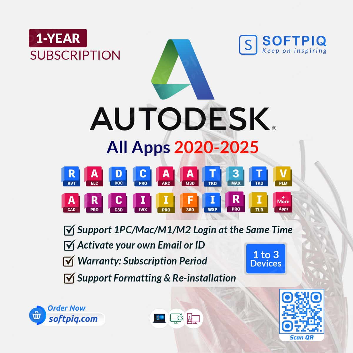 Autodesk All Apps 2025 For 3 Devices 1 Year Autodesk 2025 Subscription