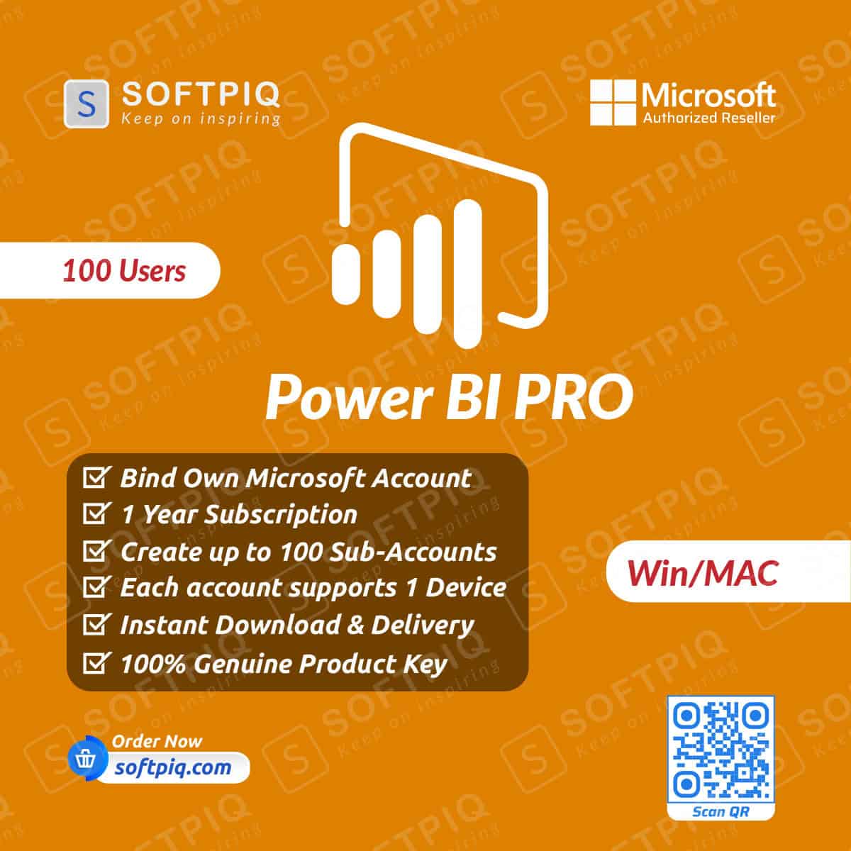 Microsoft Power BI Pro 100 User For one year